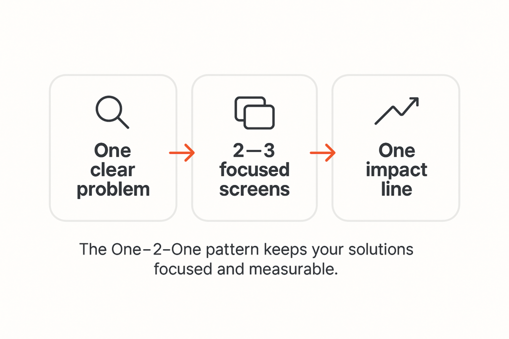 One–2–One UX problem statement framework for junior designers.