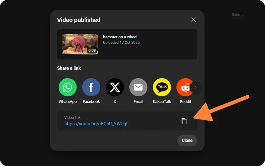 a youtube screenshot showing how to copy and share link to an unlisted video