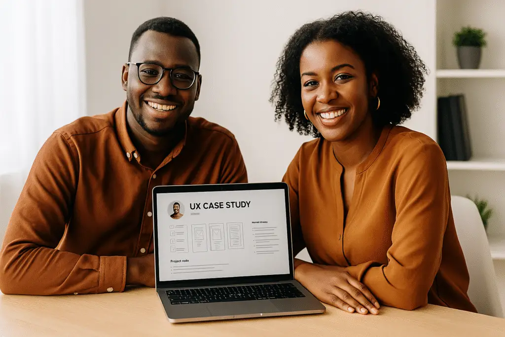 Mentorix success stories — two African UX designers smiling after completing a UX design mentorship program.